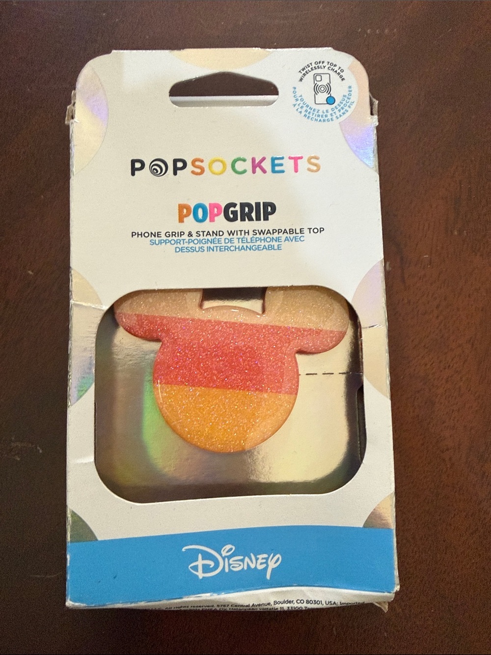 PopSocket PopGrip Phone Grip Disney Glitter Mouse Ears in Pink, Orange, Yellow